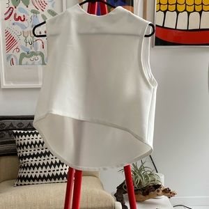 Kaarem White Wind Chime Raised Collar Top